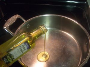 Add oil to a HOT pan