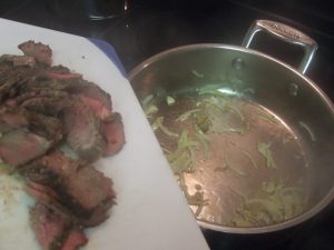 Add sliced beef